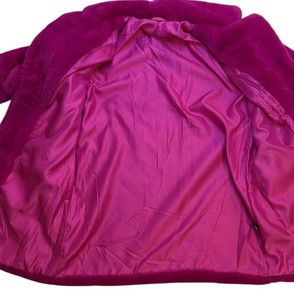 Hot Pink Faux Fur Teddy Coat Barbiecore Statement Jacket - Picture 5 of 6